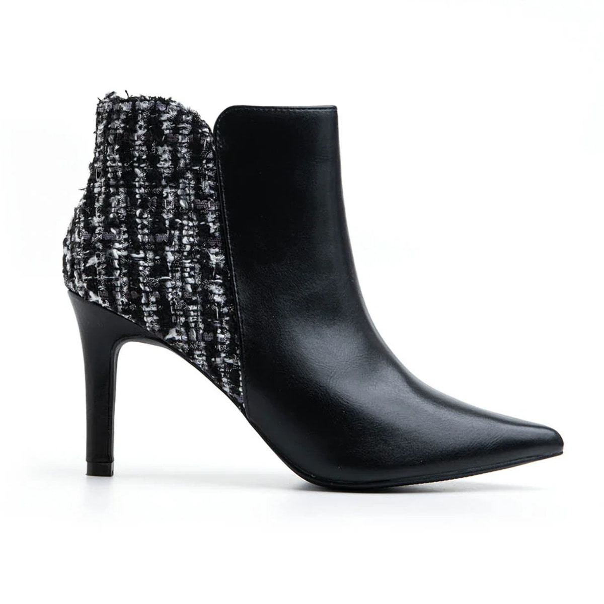 Tronchetto a punta con fantasia bouclè - NERO