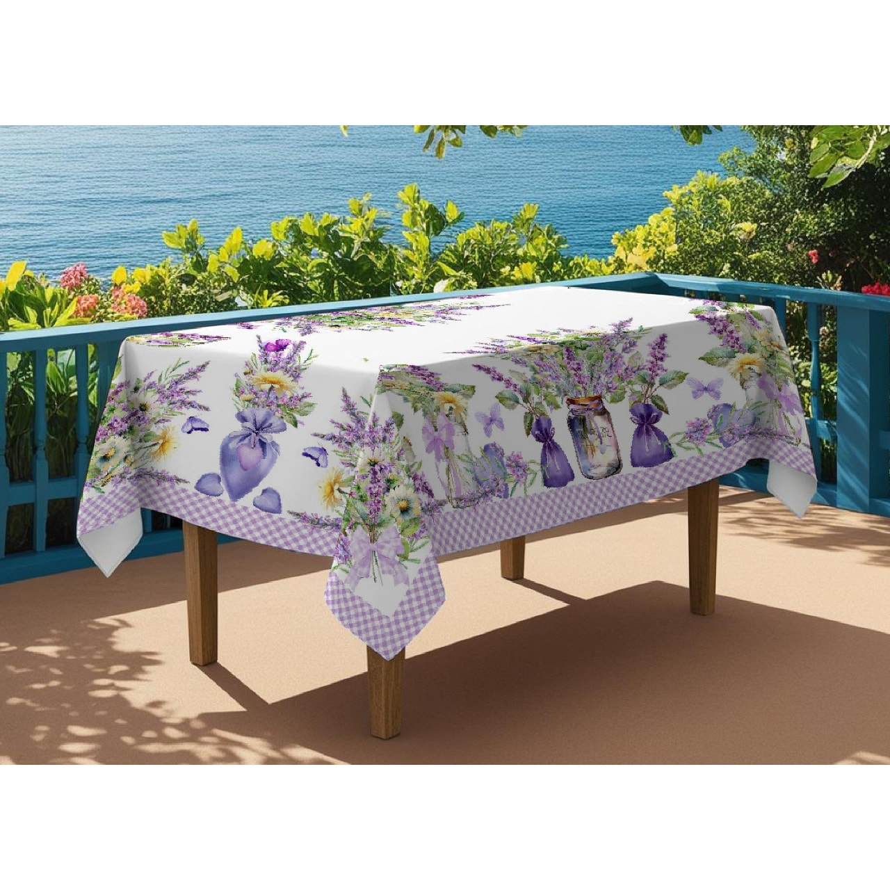 Tovaglia Stampa Digitale 100% Cotone Disegno Lavanda