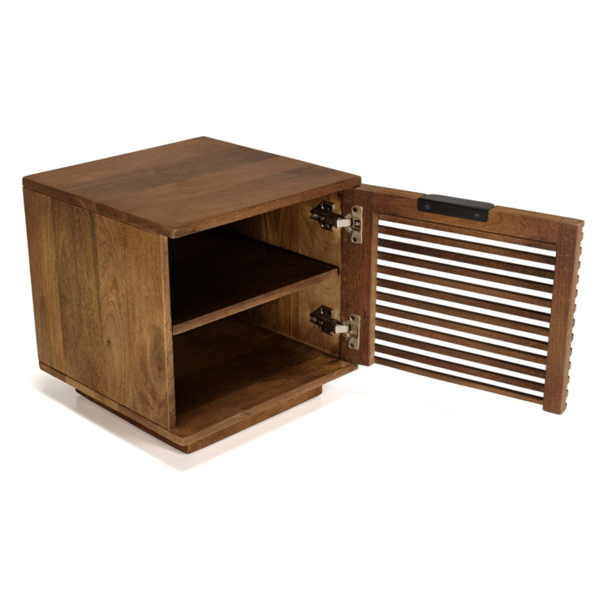 ALIX - Table de chevet en bois de manguier 1 porte ajourée