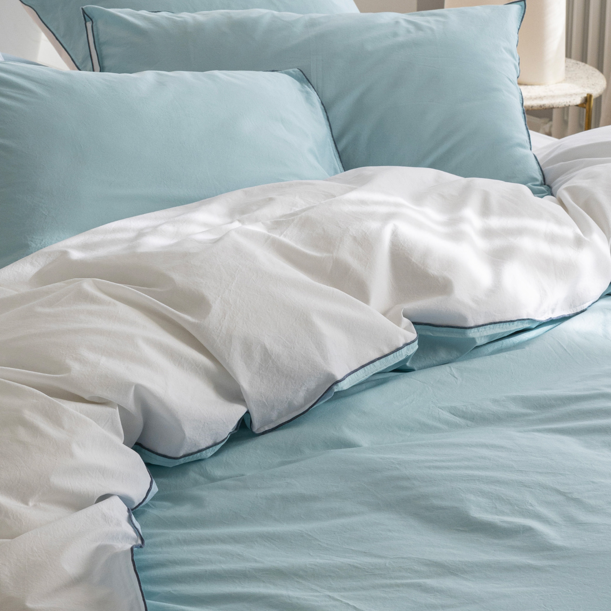 Housse de couette en percale de coton lavé, DOUCEUR LAVÉE