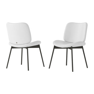 SET DI 2 SEDIE MAKO - STRUTTURA GRIGIO CARBONE, PELLE BIANCA
