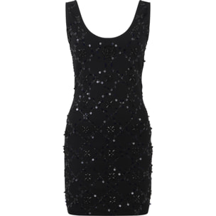 PHILIPP PLEIN Mini Tank Dress Rhomb Flowers Strass