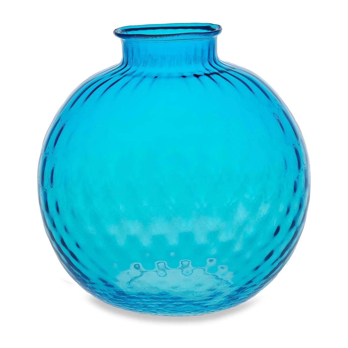 Vaso artigianale SFERA BEVANDA in vetro di Murano turchese 20 cm