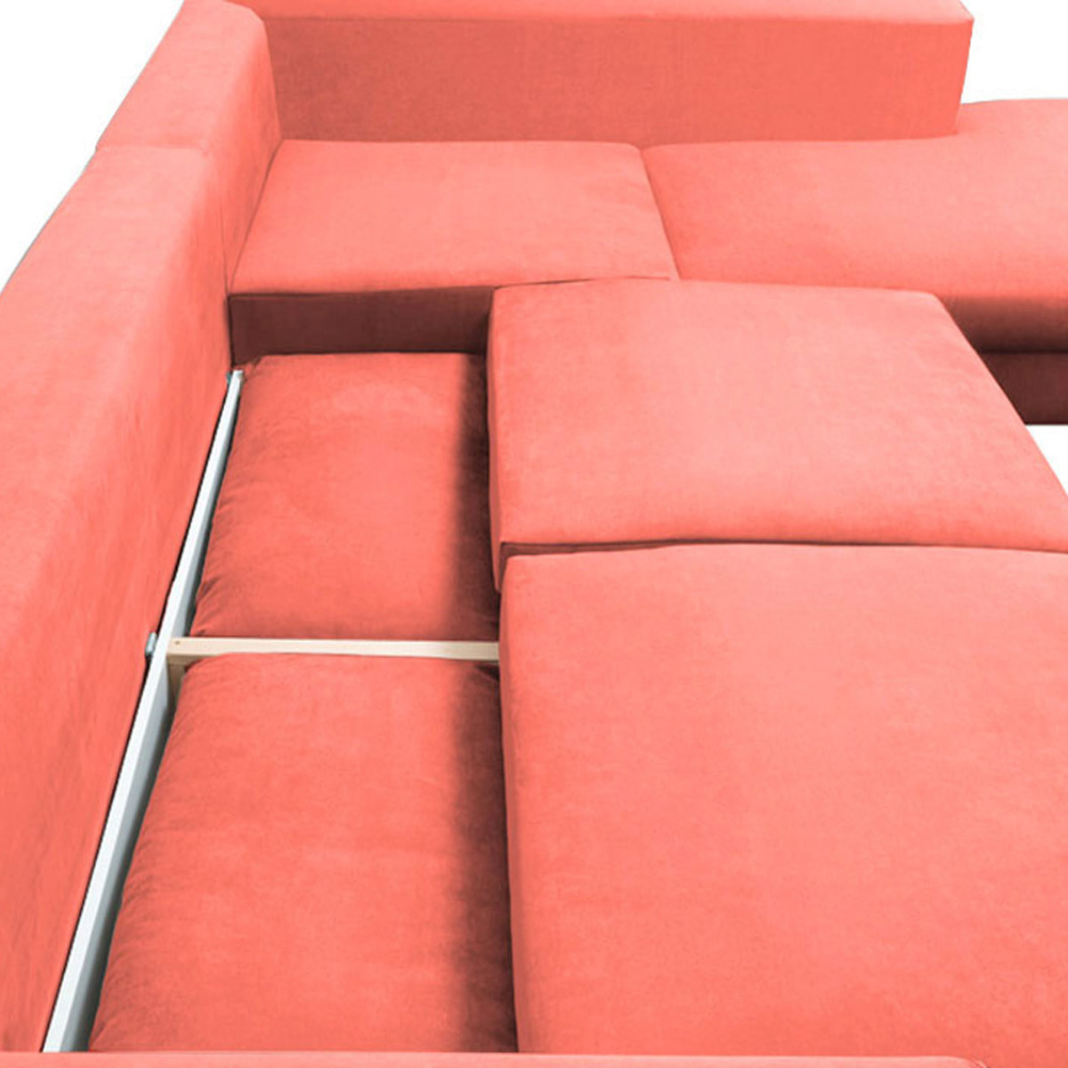 Canapé d'Angle Droit Velours Fiesole, 3 Places, Couchage Intégré, Coffre de Rangement, Housse Déhoussable