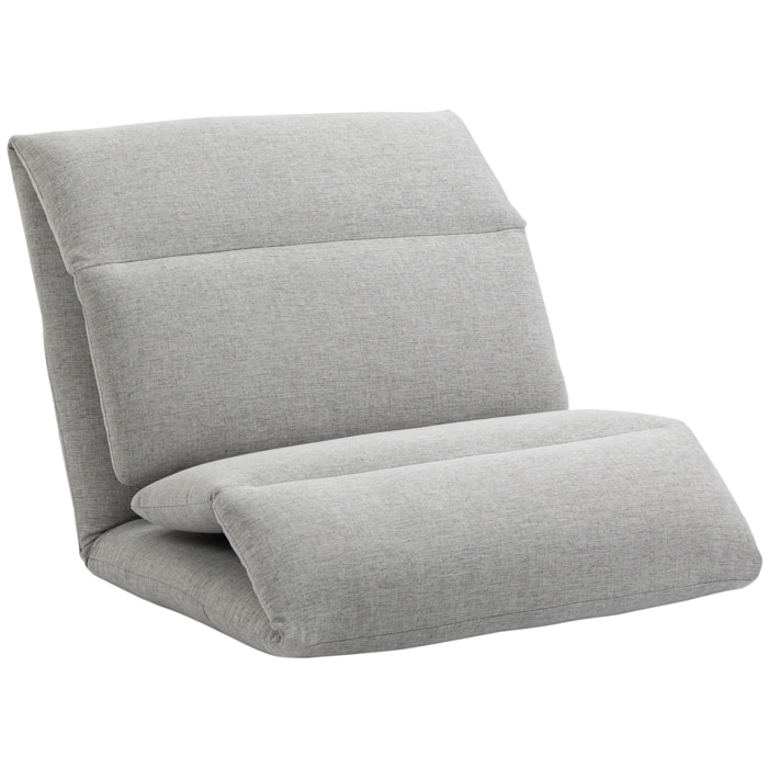 Fauteuil convertible fauteuil paresseux grand confort inclinaison dossier multipositions 90°-180° acier tissu gris clair