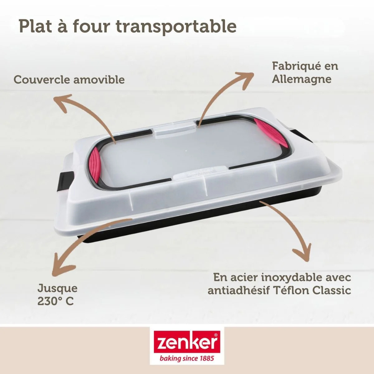 Plaque de cuisson 42 x 29 cm avec couvercle Zenker Special To Go