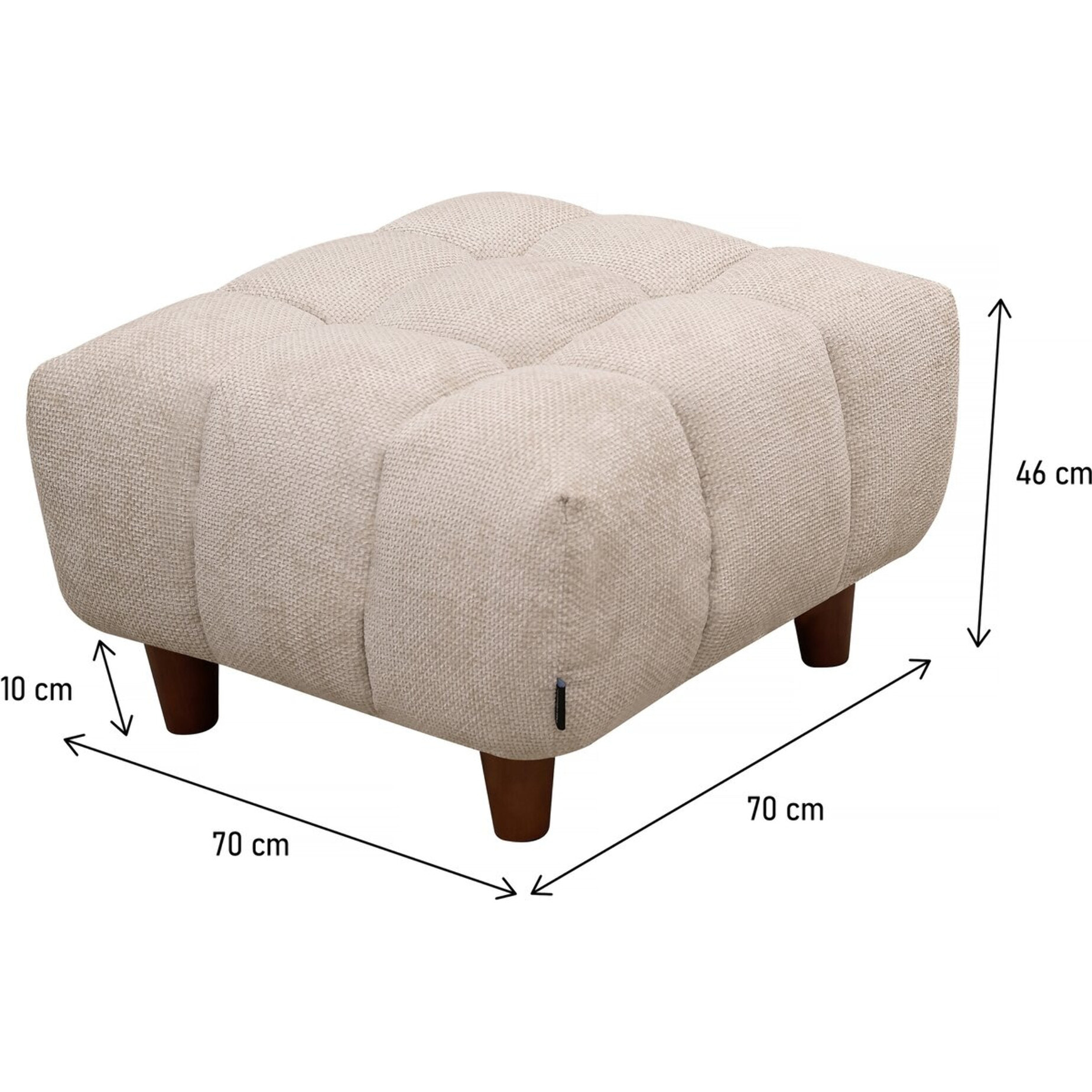 Ottoman pour canapé droit "Matignon" - 70 x 70 x 46 cm - Beige