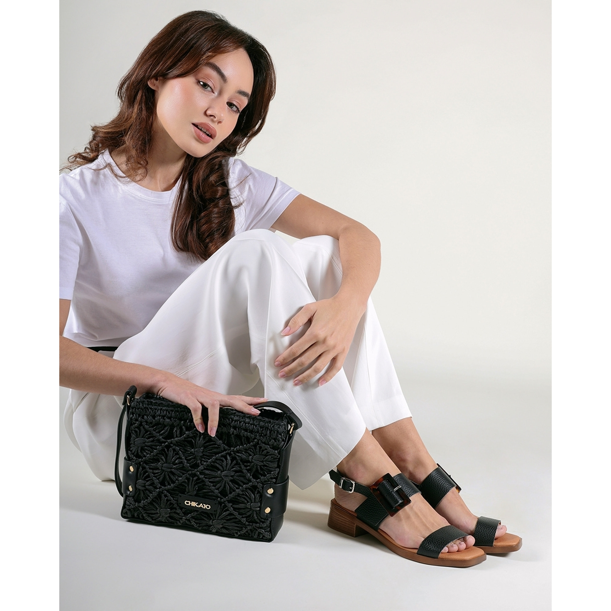 Sandalias de Piel - Negro - Tacón: 4 cm