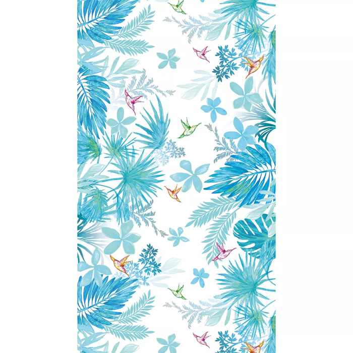 Fouta pur coton 350 g/m² imprimé bleu multicolore Guadeloupe lagon