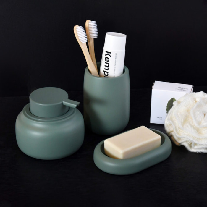 Porte-savon ZAC en polyresine – finition vert mate, design moderne