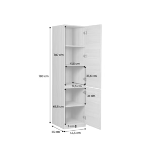 Module dressing décor bois 2 portes 5 niveaux KUBA