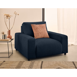 Pivoine - fauteuil en velours texturé - Bleu