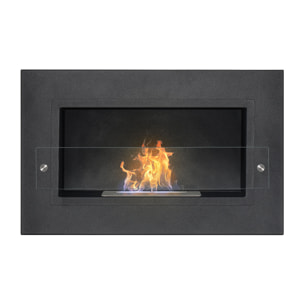 Adriano - Caminetto a bioetanolo da incasso con 1 bruciatore da 1.5L 64x40cm nero