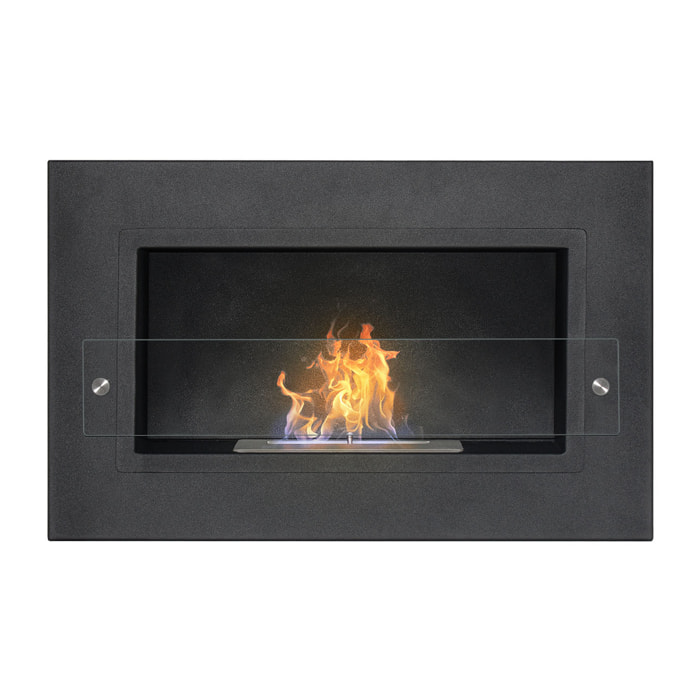 Adriano - Caminetto a bioetanolo da incasso con 1 bruciatore da 1.5L 64x40cm nero