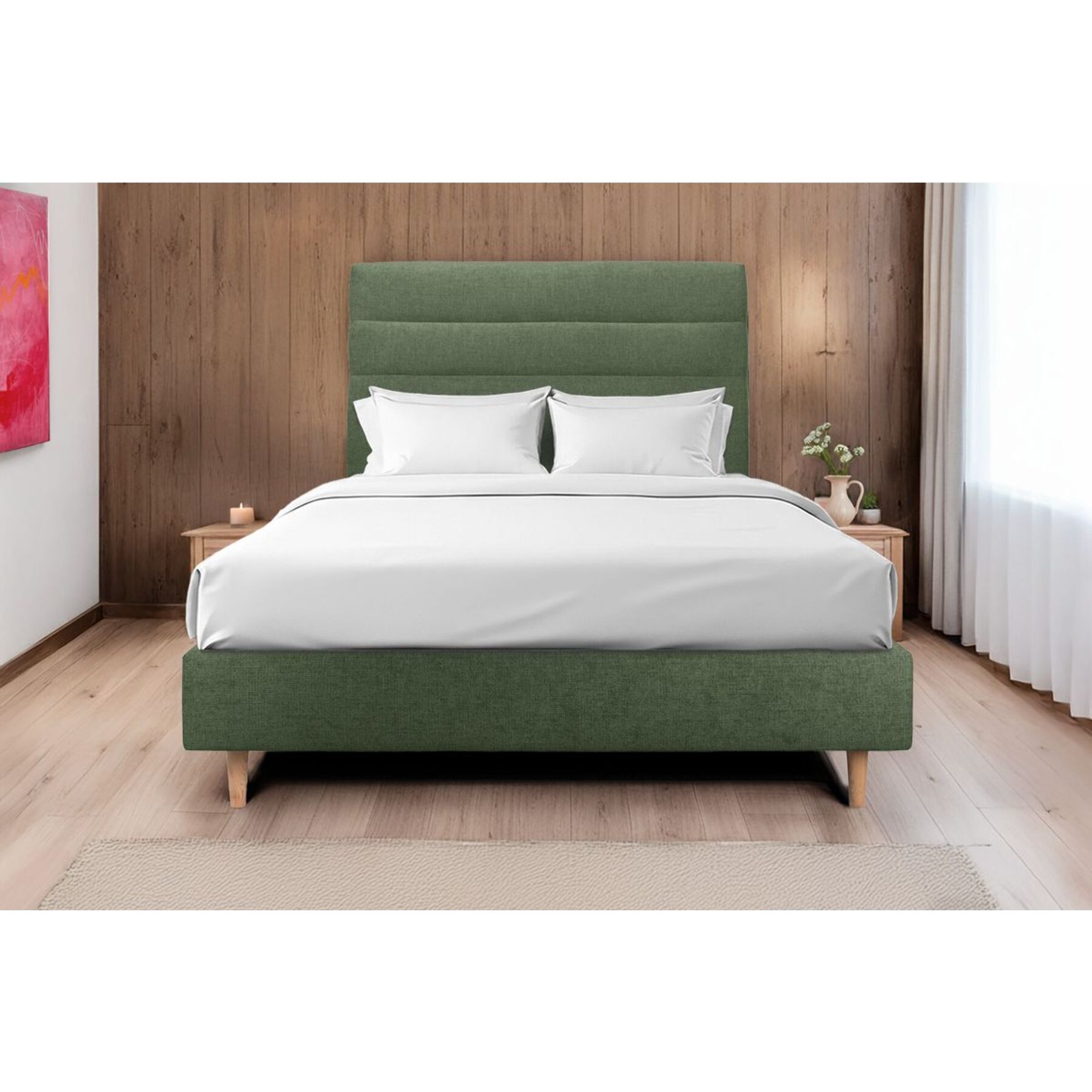 Tete de lit Bandes Horizontales Tissu - Rembourrée A poser