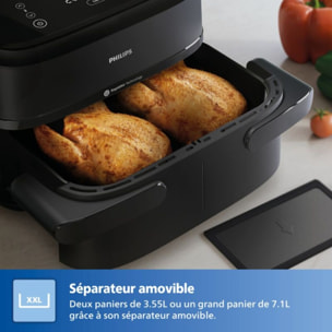 Airfryer PHILIPS NA150/00 friteuse sans huile panier flexible avec séparateur amovible, Série 1000 7.1L