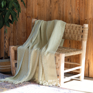 Plaid ou jeté de lit aspect mohair doux - Vert