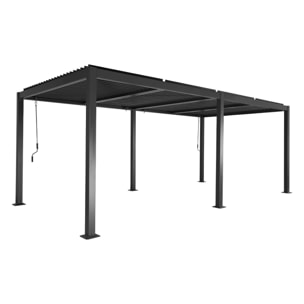 Pergola bioclimatique noir. aluminium et acier. 3x6m. lames orientables