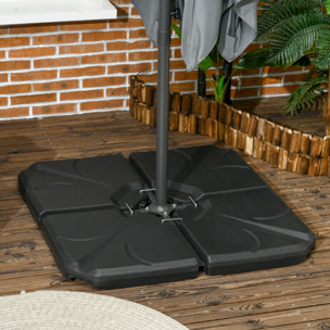 Base para Sombrilla de 4 Piezas Soporte para Parasol Rellenable con Arena 72 kg o Agua 56 kg para Jardín Patio Terraza Negro