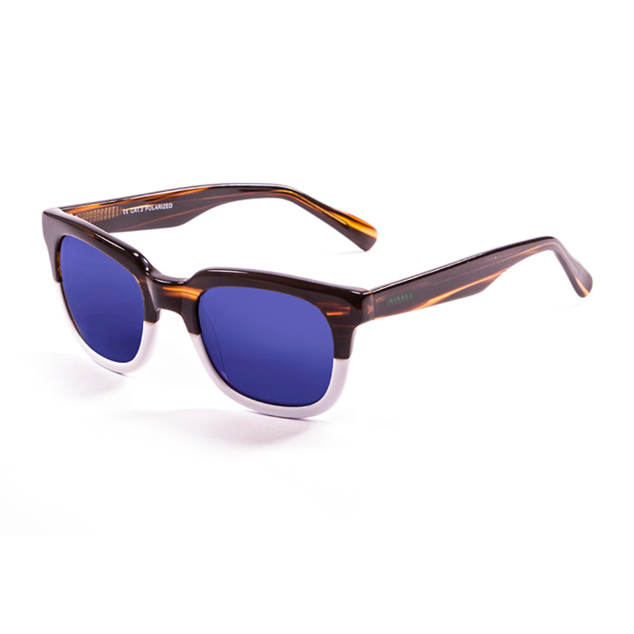 Gafas de sol LENOIR NICE - Marrón y blanco y revo azul lente