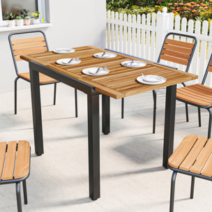 Mesa de Jardín Extensible 120/80x70 cm, Mesa de Comedor Exterior Extensible Rectangular con Estructura de Acero y Tablero de Madera de Acacia, para 4-6 Personas, para Patio, Terraza, Natural