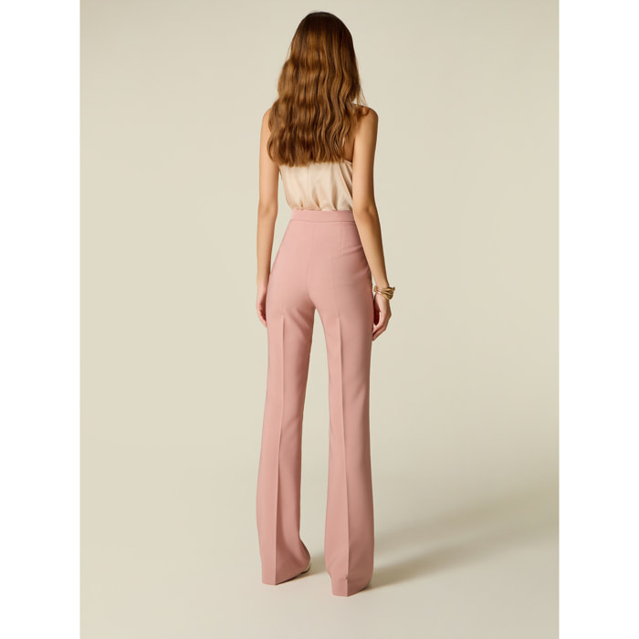 Oltre - Pantalones flare de talle alto - Rosa