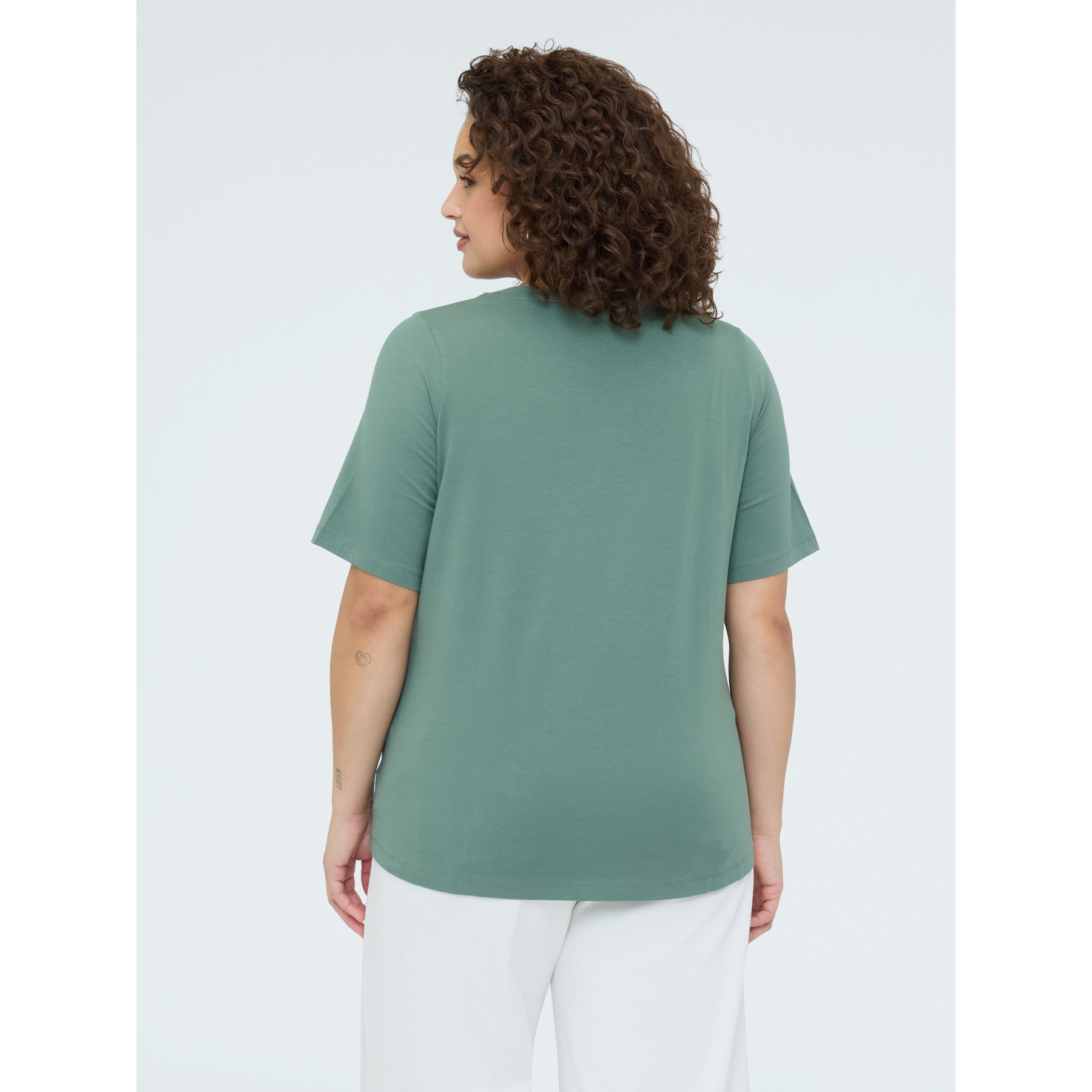 Fiorella Rubino - Camiseta de algodón con aplicaciones luminosas - Verde militare
