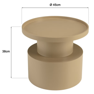 AGATHE - Table d'appoint ronde en bois peint taupe D45cm