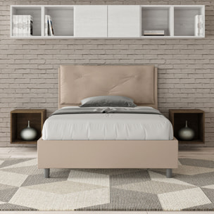 Letto una piazza e mezza con rete imbottito 120x200 similpelle tortora Appia Large