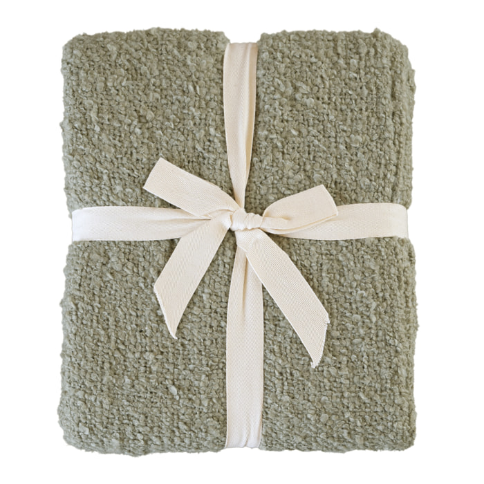Plaid bouclette doux avec franges - Vert