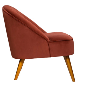 Fauteuil "Naova" velours rose terracotta