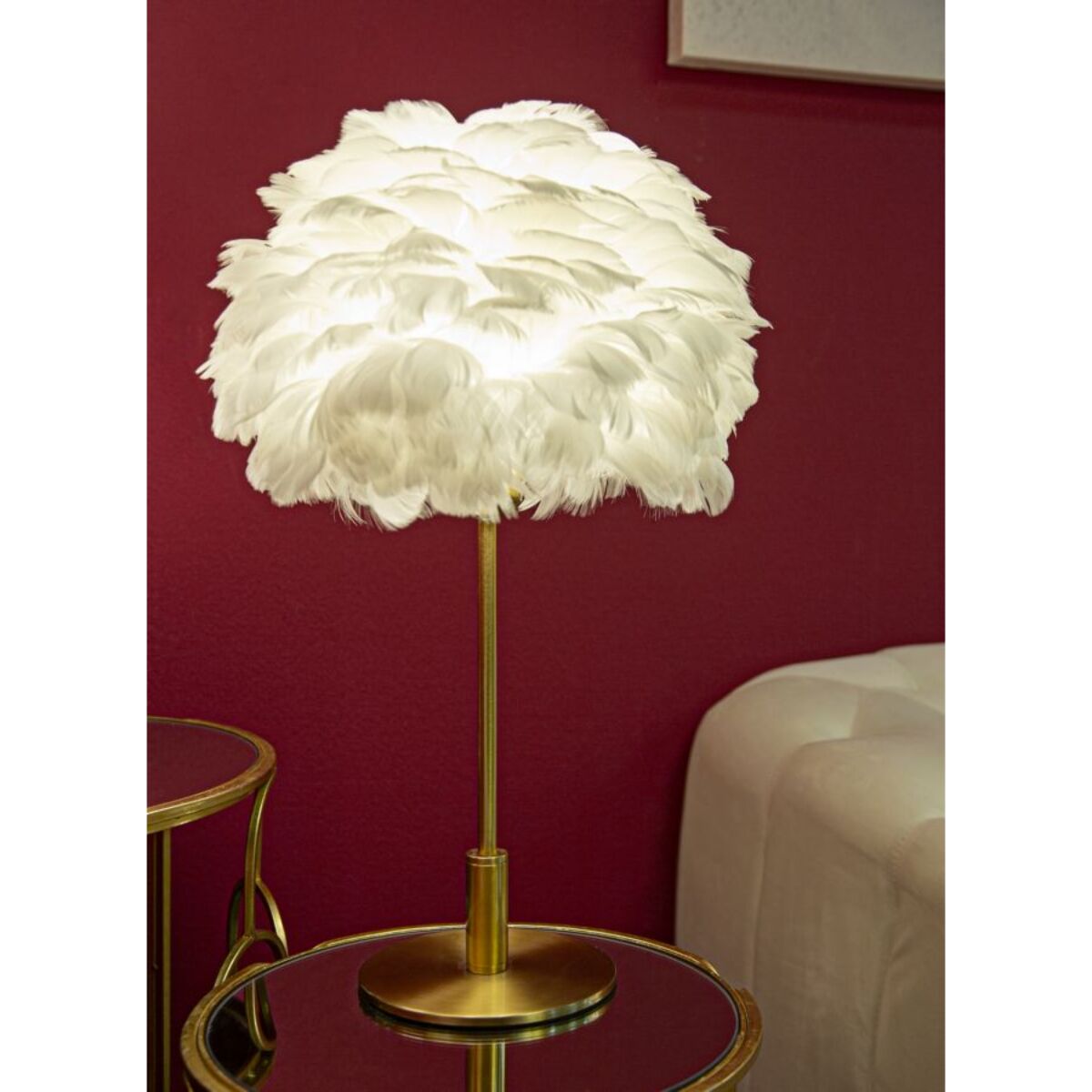 LAMPADA DA TAVOLO BALL FEATHER CM Ø 30X50