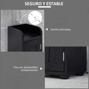 Columna de Baño Estrecha con 2 Puertas Armario Alto de Baño Rústico con Cajón Compartimento Abierto Estantes Ajustables y Portarrollos 20x20x185 cm Negro