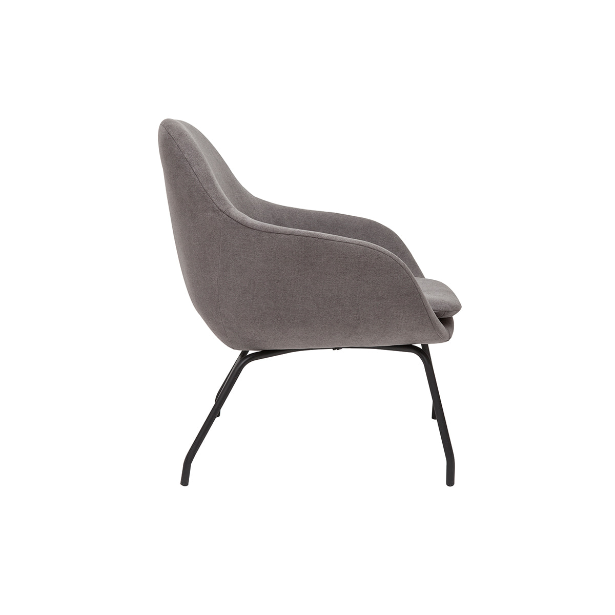 Fauteuil design en tissu effet velours gris et métal noir MAYNE