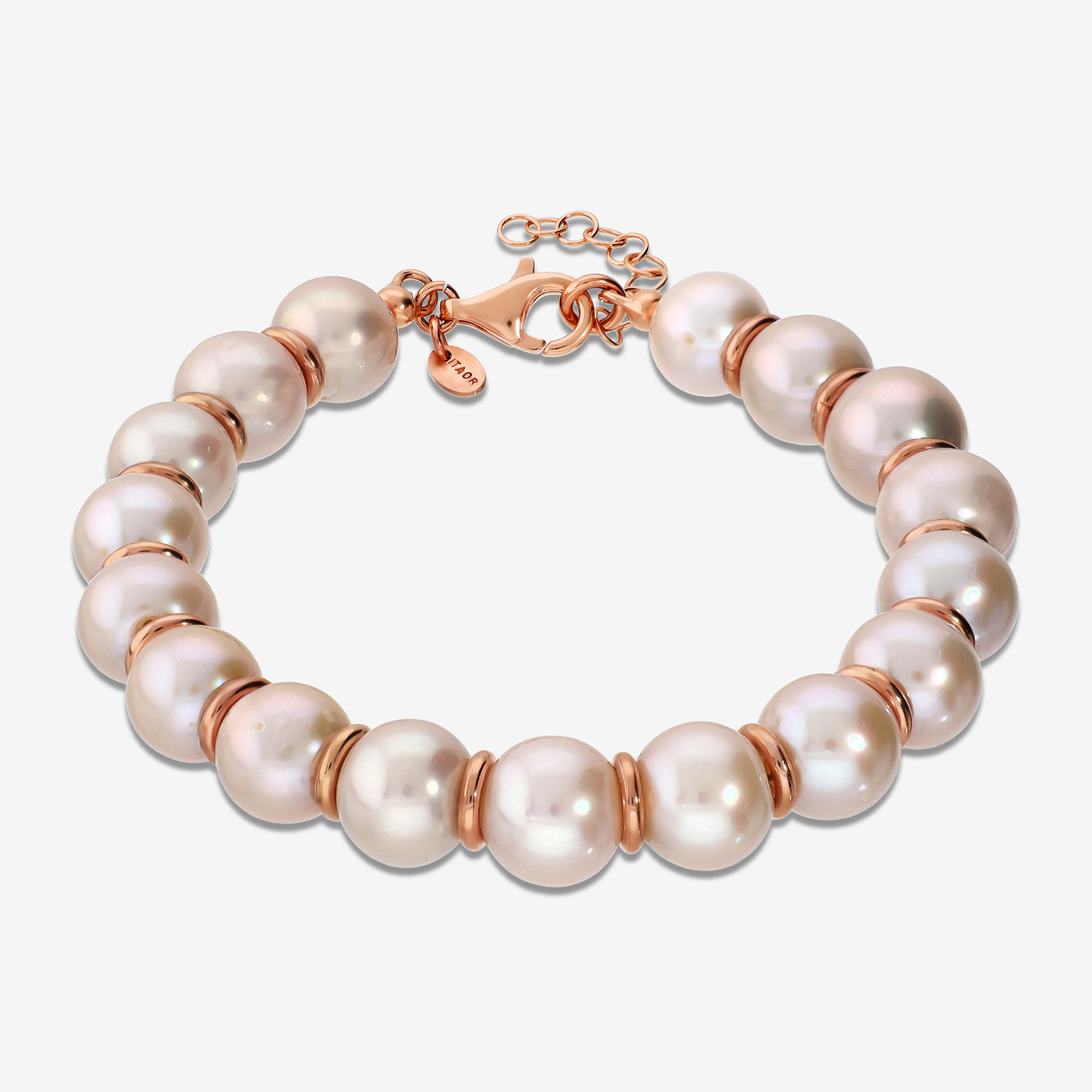 PERLAVIVA - Bracciale in Argento 925 con Rondelle e Perle d'Acqua Dolce Ø 10/11 mm