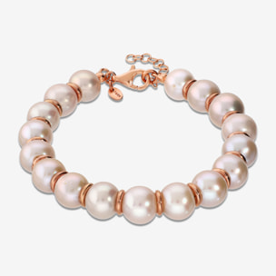 PERLAVIVA - Bracciale in Argento 925 con Rondelle e Perle d'Acqua Dolce Ø 10/11 mm
