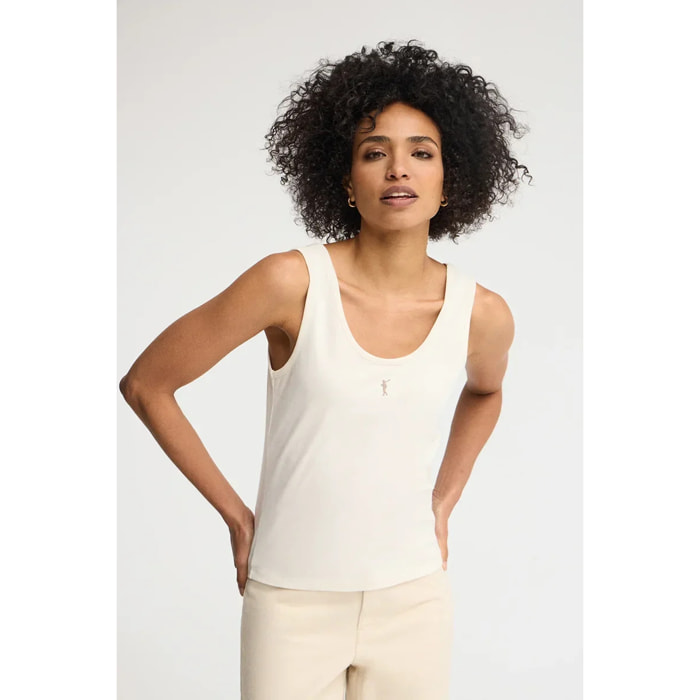 Camiseta de tirantes color crudo de corte slim con bordado Rigby Go
