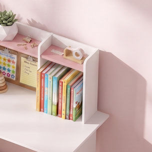 Bureau enfant chaise design multi-rangement avec panneau en liège blanc rose