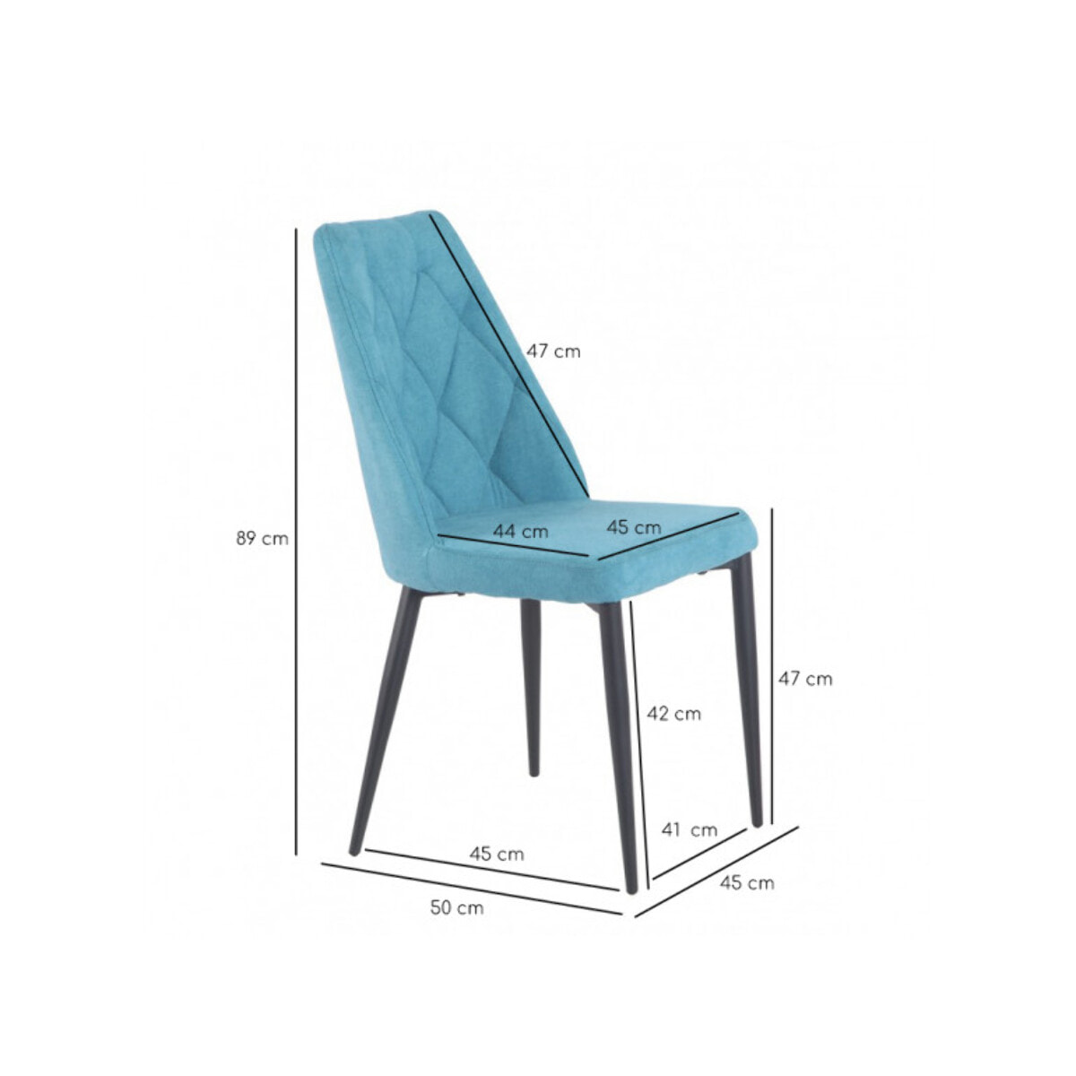 Chaise en tissu capitonné avec piètement métal noir - TOMEN