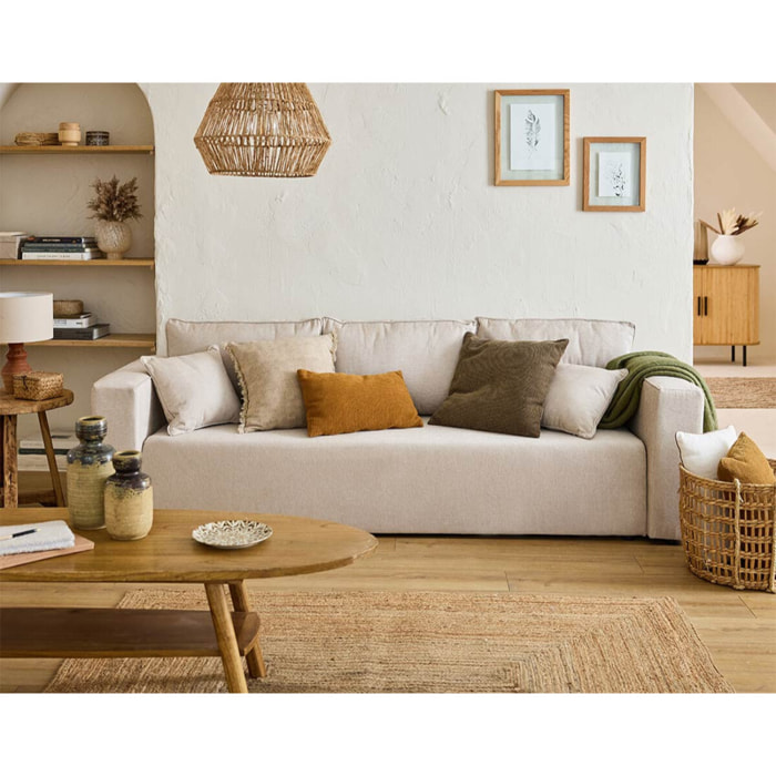 Topaze - canapé 3 places - convertible avec coffre - en tissu - Beige