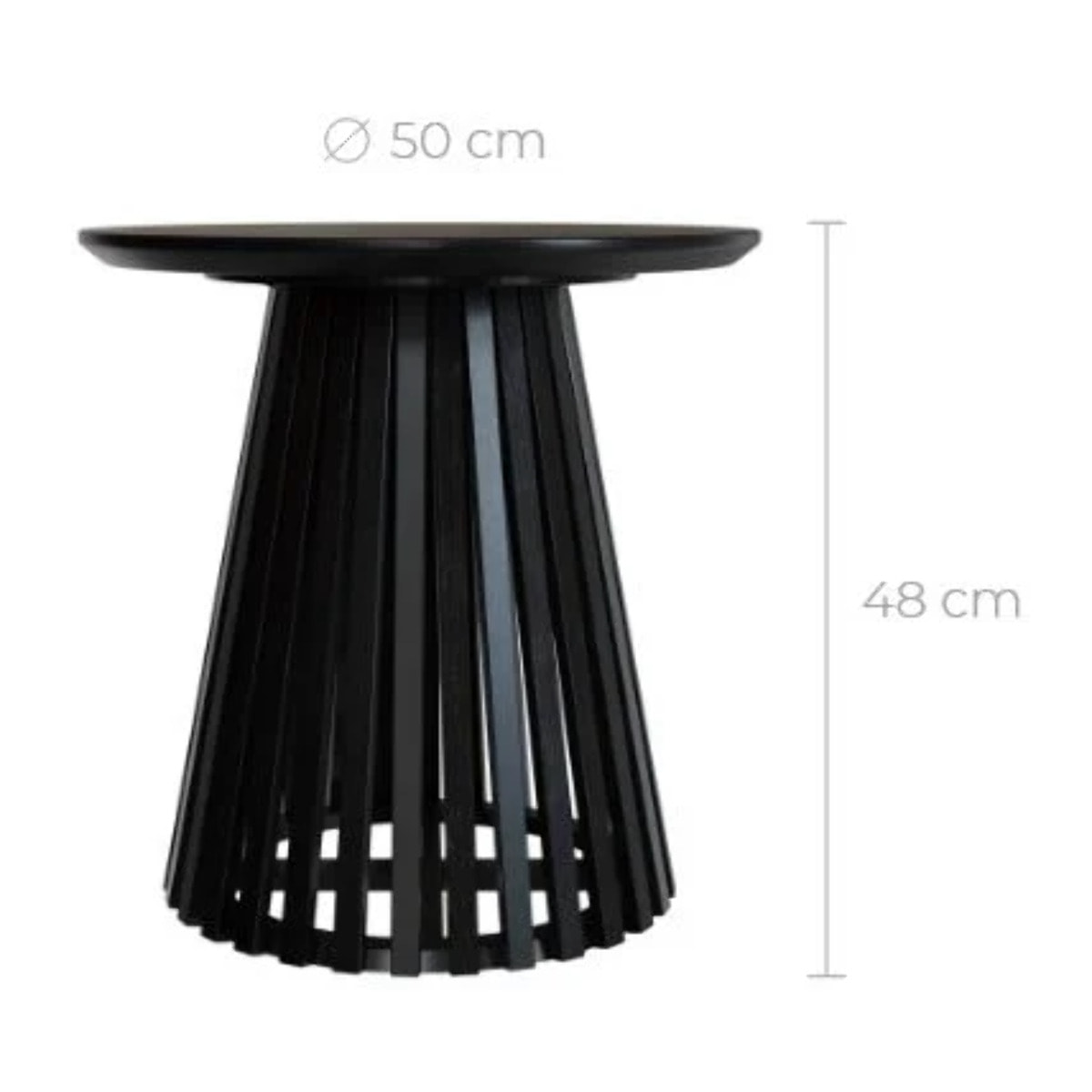 Table d'appoint ronde noire en bois d'acacia D50 cm - Képès