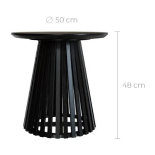 Table d'appoint ronde noire en bois d'acacia D50 cm - Képès