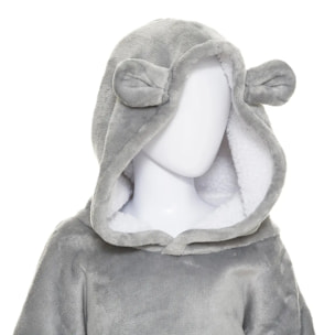 Plaid sweatshirt capuche "Ours" - gris