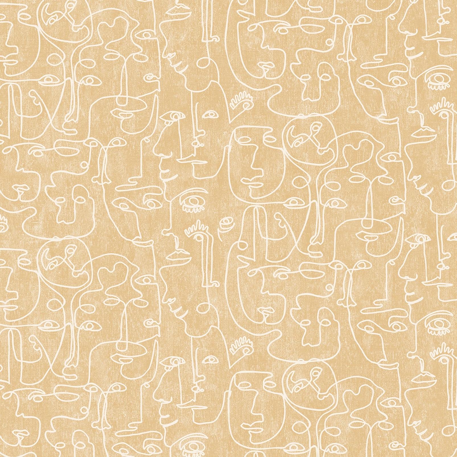 Papier peint graphique arty woman Beige