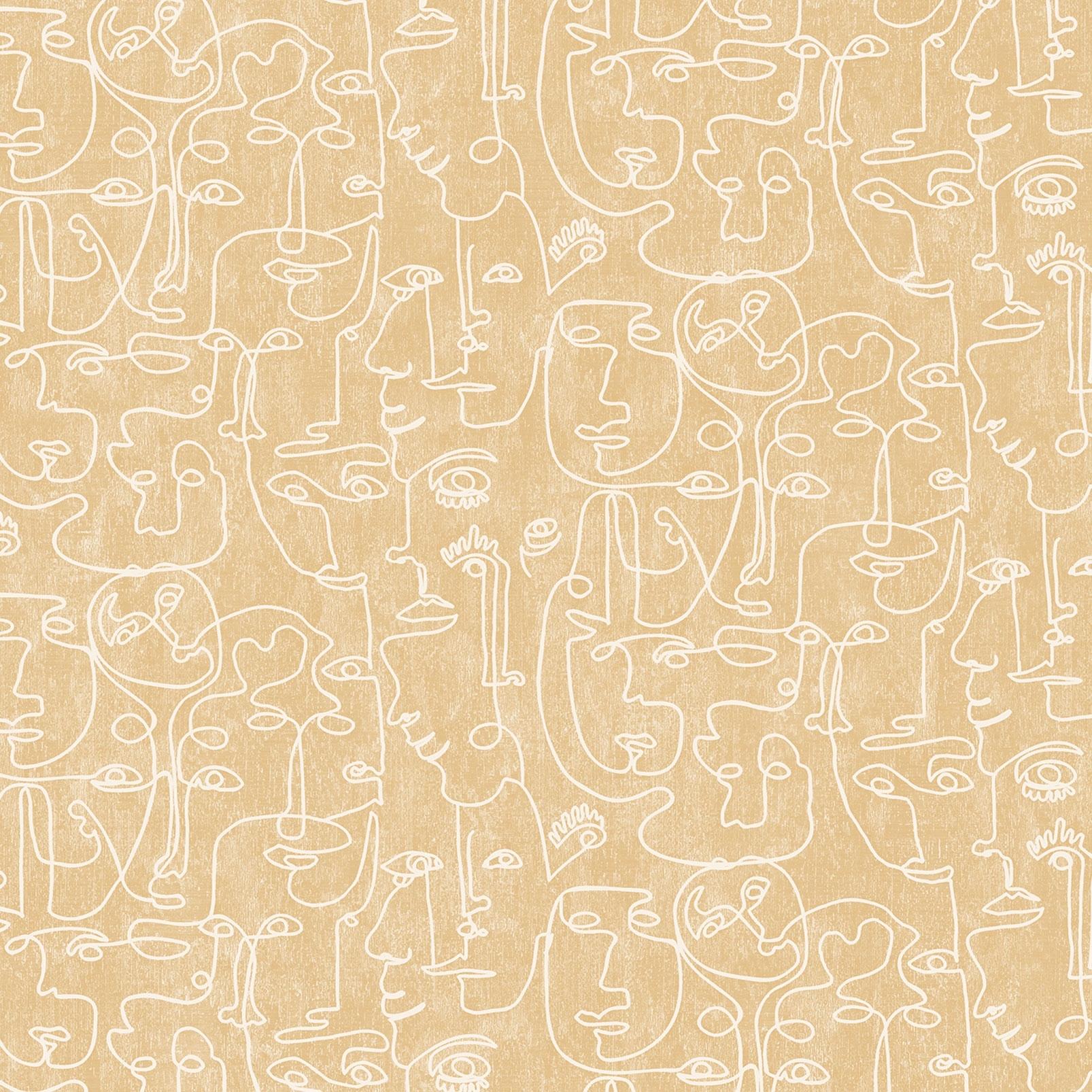 Papier peint graphique arty woman Beige