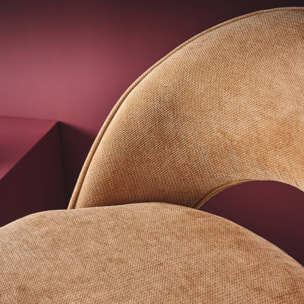 Lot de deux tabourets de bar ajustables métal et tissu camel. pied noir - L 49 x P 49 x H 88.5-110cm - Abby