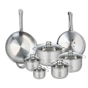 Ensemble de 2 Poêles de cuisson 28 et 32 cm et 5 faitouts 12, 14, 16, 20 et 24 cm Elo Profi Brillant