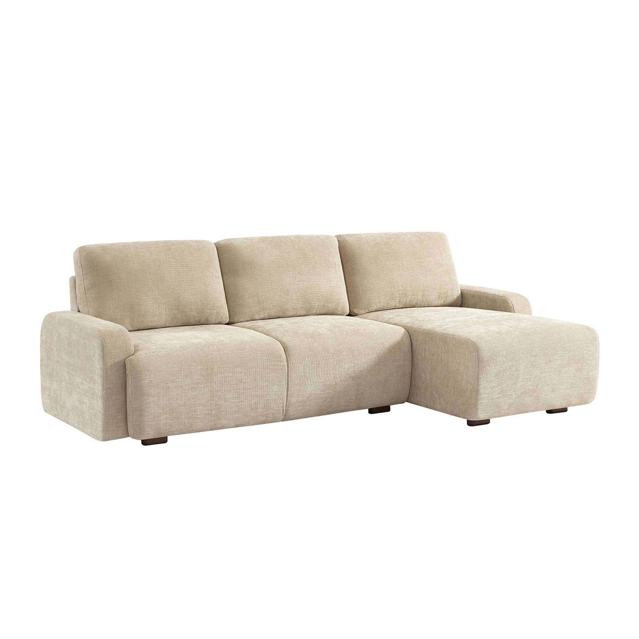 Canapé d'angle droite 3 places tissu beige L 260 x P 88 / 139cm / x H 87cm - Dany