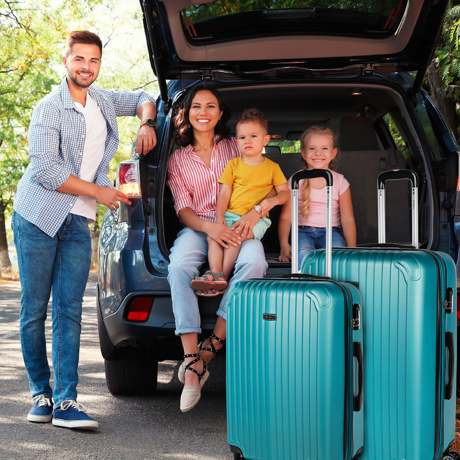 Juego De Maletas Rígidas Abs Itaca Sevron Verde Menta