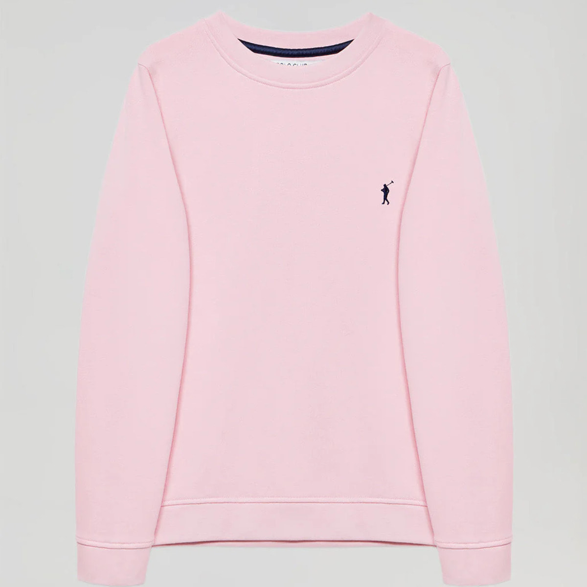 Sudadera básica rosa de cuello redondo y logo Rigby Go